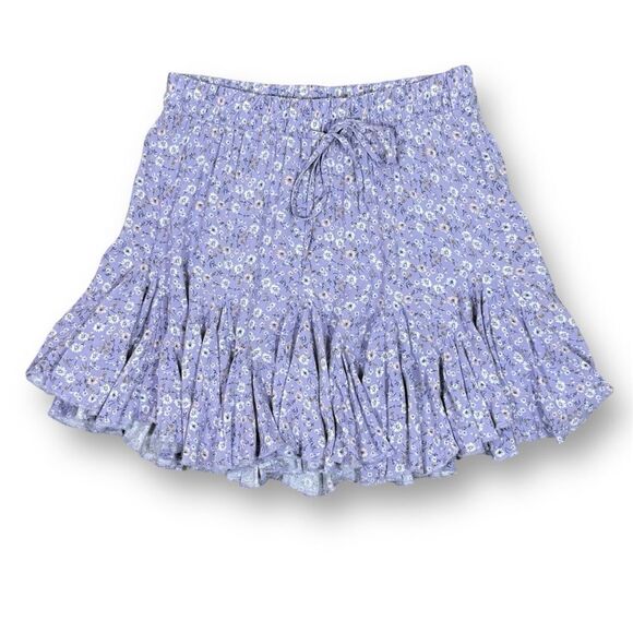 Aeropostale Y2K Floral Tie Waist Flippy Mini Skirt Purple Small - Picture 13 of 13